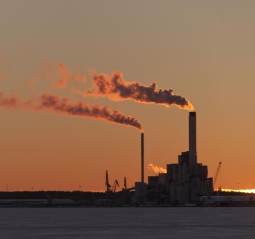 Energy plant at sunset